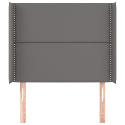 Горна табла с уши, сива, 93x16x118/128 см, изкуствена кожа