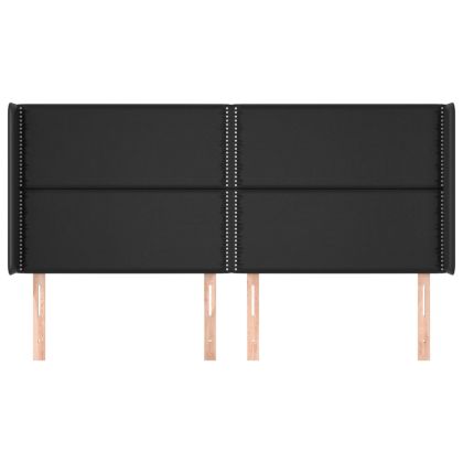 Горна табла с уши, черна, 163x16x118/128 см, изкуствена кожа