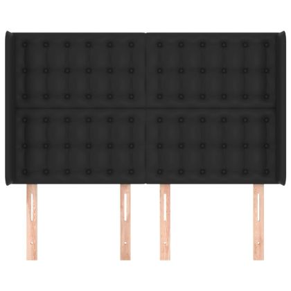 Горна табла с уши, черна, 147x16x118/128 см, изкуствена кожа