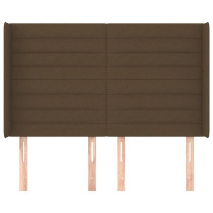 Горна табла за легло с уши, тъмнокафява,147x16x118/128 см, плат