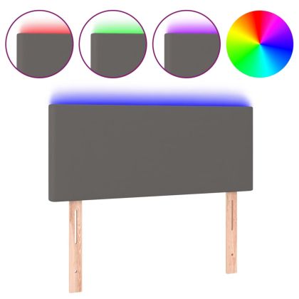 LED Горна табла за легло, сива, 80x5x78/88 см, изкуствена кожа