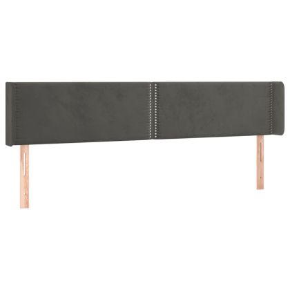 LED горна табла за легло, тъмносива, 183x16x78/88 см, кадифе