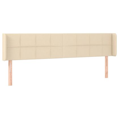 LED горна табла за легло, кремава, 163x16x78/88 см, плат