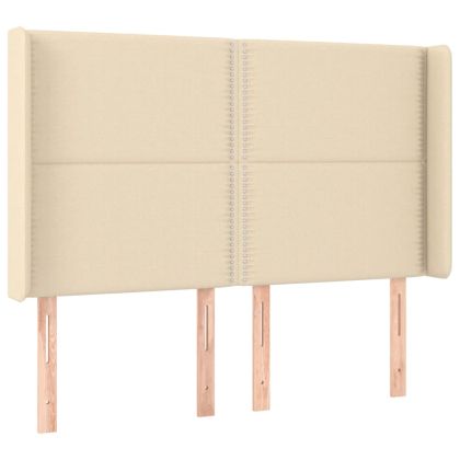 Боксспринг легло с матрак и LED, кремаво, 140x200 см, плат