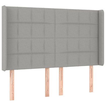 Боксспринг легло с матрак и LED, светлосиво, 140x200 см, плат