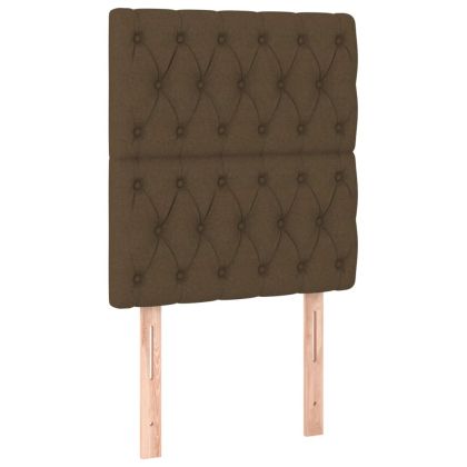 Боксспринг легло с матрак и LED, тъмнокафяво, 80x200 см, плат