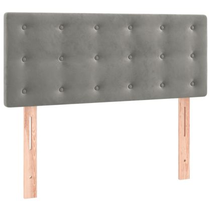 Боксспринг легло с матрак и LED, светлосиво, 90x190 см, кадифе