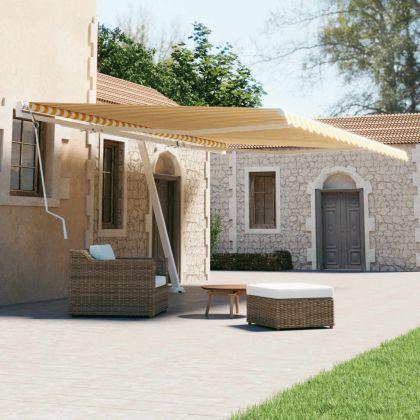 Свободностояща ръчно прибираща се тента 600x300 см жълто/бяло