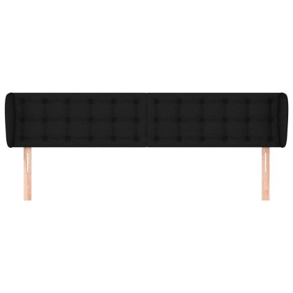 Горна табла за легло с уши, черна, 203x23x78/88 см, плат