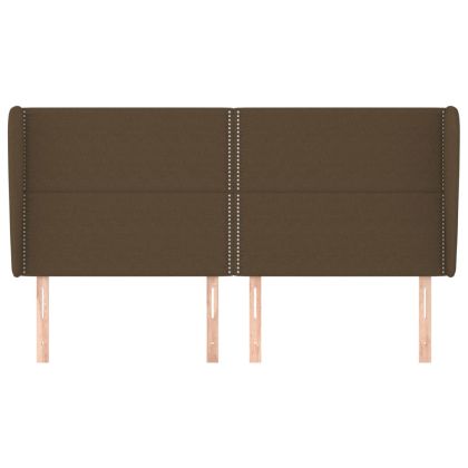 Горна табла за легло с уши, тъмнокафява,203x23x118/128 см, плат