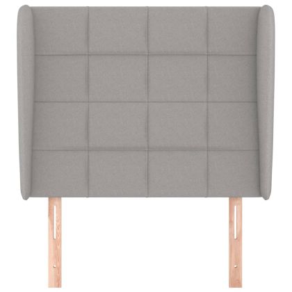 Горна табла за легло с уши, светлосива, 93x23x118/128 см, плат