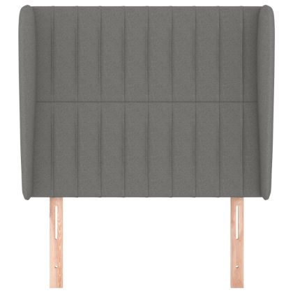 Горна табла за легло с уши, тъмносива, 103x23x118/128 см, плат