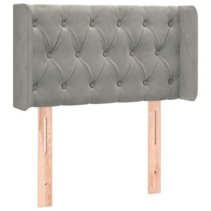 Горна табла за легло с уши, светлосива,83x16x78/88 см, кадифе