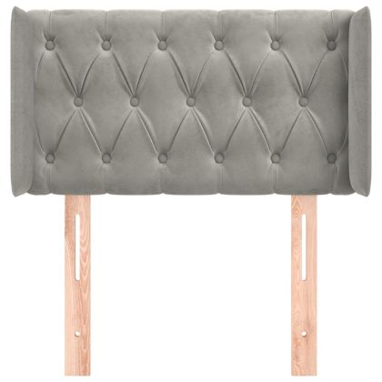 Горна табла за легло с уши, светлосива,83x16x78/88 см, кадифе