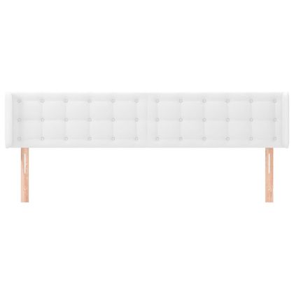 Горна табла за легло, Бяла, 203x16x78/88 см, изкуствена кожа