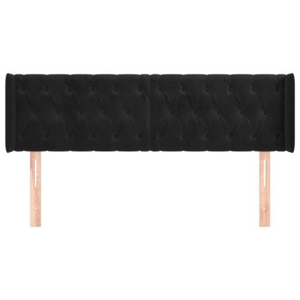 Горна табла за легло, черна, 163x16x78/88 см, кадифе