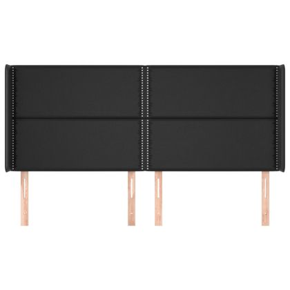 Горна табла с уши, черна, 203x16x118/128 см, изкуствена кожа