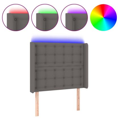 LED горна табла за легло, сива, 93x16x118/128 см