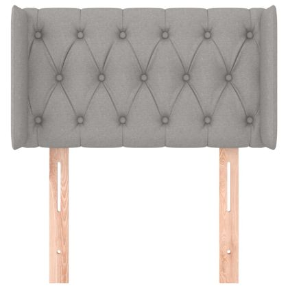 Горна табла за легло с уши, светлосива,83x16x78/88 см, плат