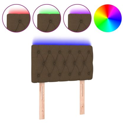 LED горна табла за легло, тъмнокафява, 80x7x78/88 см, плат