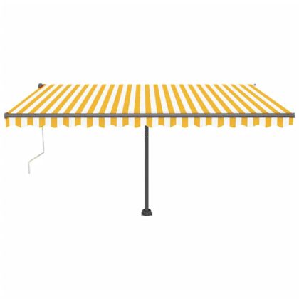 Автоматичен сенник LED сензор за вятър 450x300 см жълто/бяло