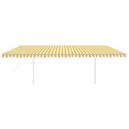 Автоматично прибиращ се сенник с прътове, 6x3,5 м, жълто и бяло