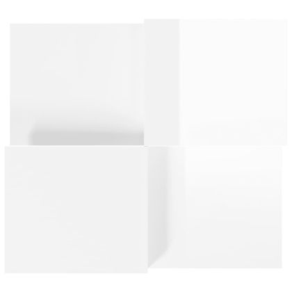 Маси за кафе, 2 бр, бял гланц, инженерно дърво