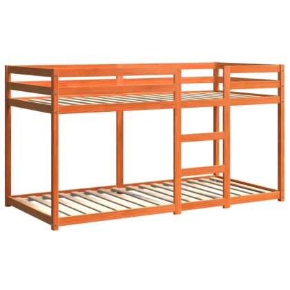 Двуетажно легло, восъчнокафяво, 90x200 см, борово дърво масив