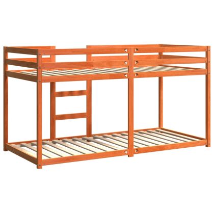 Двуетажно легло, восъчнокафяво, 90x200 см, борово дърво масив