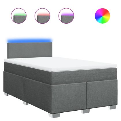 Боксспринг легло с матрак, тъмносиво, 120x200 см, плат