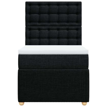 Боксспринг легло с матрак, черна, 90x190 см, плат