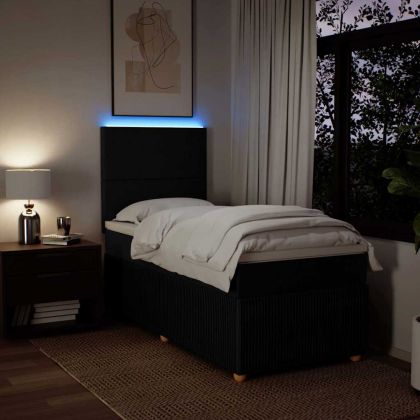 Боксспринг легло с матрак, черна, 90x190 см, плат