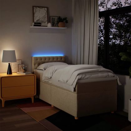 Боксспринг легло с матрак, кремава, 90x190 см, плат