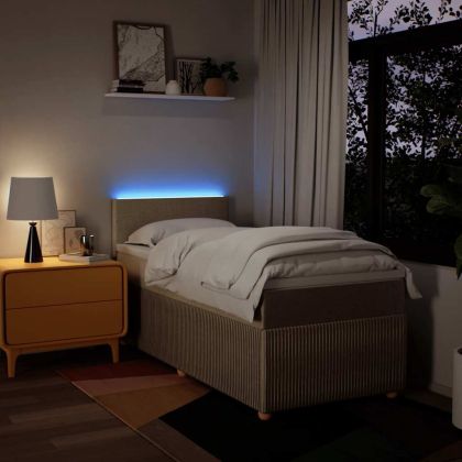 Боксспринг легло с матрак, кремава, 90x190 см, плат