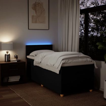 Боксспринг легло с матрак, черно, 100x200 см, плат