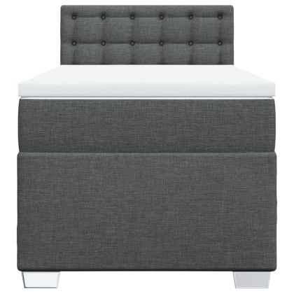 Боксспринг легло с матрак, тъмносив, 90x190 см, плат