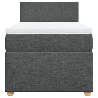 Боксспринг легло с матрак, тъмносиво, 100x200 см, плат