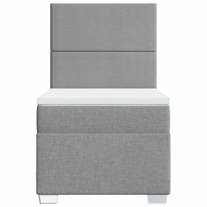 Боксспринг легло с матрак, светлосиво, 100x200 см, плат