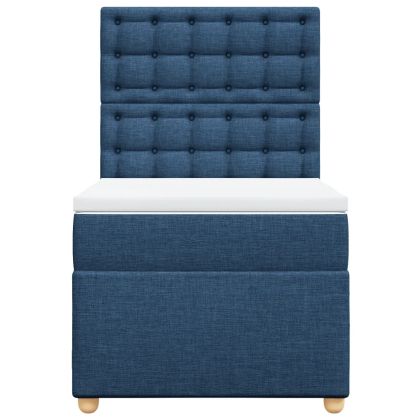 Боксспринг легло с матрак, синя, 90x200 см, плат