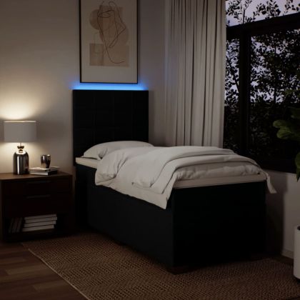 Боксспринг легло с матрак, черно, 90x200 см, плат