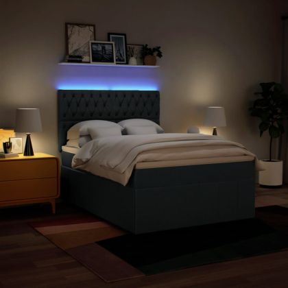 Боксспринг легло с матрак, синьо, 160x200 см, плат