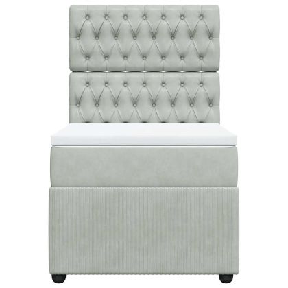 Боксспринг легло с матрак, светлосиво, 100x200 см, кадифе