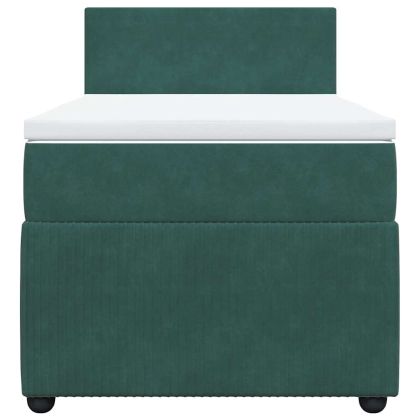 Боксспринг легло с матрак, тъмнозелено, 100x200 см, кадифе