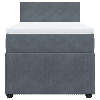 Боксспринг легло с матрак, тъмносиво, 90x200 см, кадифе
