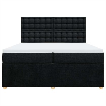 Боксспринг легло с матрак, черно, 200x200 см, плат