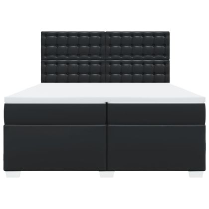 Боксспринг легло с матрак, черно, 200x200 см, изкуствена кожа