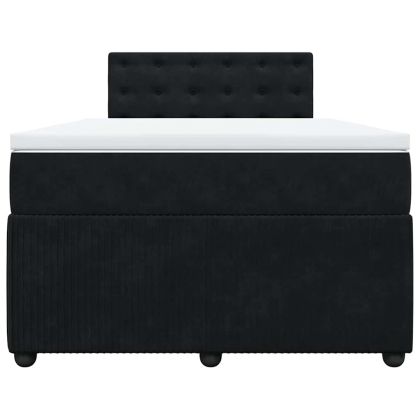 Боксспринг легло с матрак, черно, 120x190 см, кадифе
