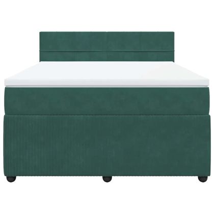 Боксспринг легло с матрак, зелена, 140x190 см, кадифе