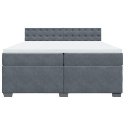 Боксспринг легло с матрак, тъмносиво, 200x200 см, кадифе