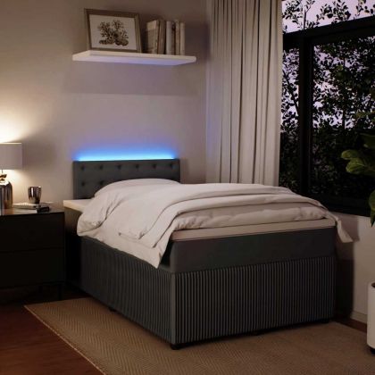 Боксспринг легло с матрак, тъмносив, 120x190 см, кадифе